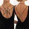 Women's Gothic Spider Web Body Chain With Hollow Mesh Chest Design And Tassel Back Chain Electroplated Iron Jewelry