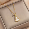 Women's Gourd Geometric 18K Real Gold Plated Titanium Steel Oshaped Chain Necklace Retro Light Luxury Style