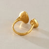 Women's Green Aventurine Stainless Steel Ring With Geometric Teardrop Design Pvd Vacuum Gold Plated Hypoallergenic Jewelry