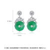 Women's Green Chalcedony Geometric Earrings With Elegant Retro Electroplated Copper Design