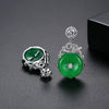 Women's Green Chalcedony Geometric Earrings With Elegant Retro Electroplated Copper Design