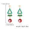 Women's Green Hollow Christmas Tree Earrings Electroplated Alloy Holiday Jewelry With Stainless Steel Ear Posts