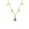Women's Green Oil Drop Zircon Stainless Steel Pendant Necklace With Tree Glove And Elk Motifs Geometric Electroplated Design