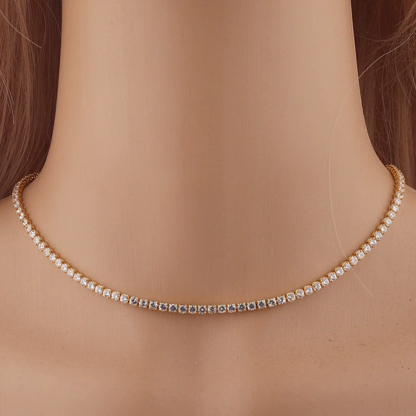 Women's Gypsophila Shining Box Chain Choker Clavicle Chain Necklace Bracelet With Geometric Styling And Electroplating