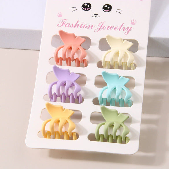 Women's Hair Accessories Sixpiece Set Of Bright Colorful Bangs And Small Clips Plastic Resin Geometric Baking Paint