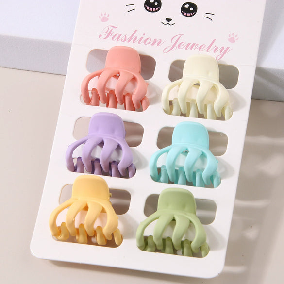 Women's Hair Accessories Sixpiece Set Of Bright Colorful Bangs And Small Clips Plastic Resin Geometric Baking Paint