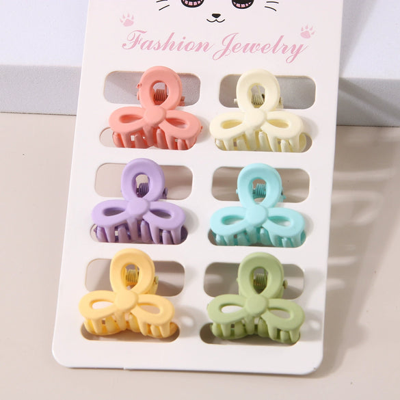 Women's Hair Accessories Sixpiece Set Of Bright Colorful Bangs And Small Clips Plastic Resin Geometric Baking Paint