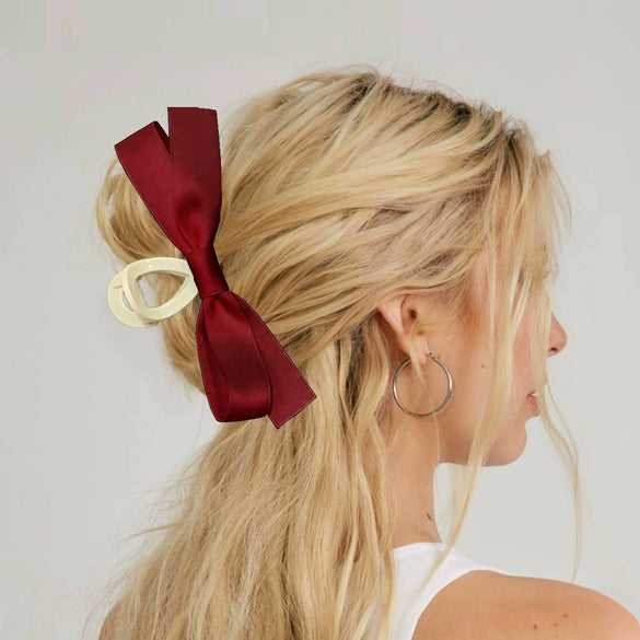 Women's Hair Clip Polyester Fiber Black Bow Handmade
