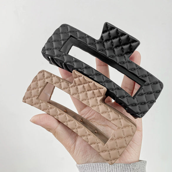 Women's Hair Grab Clip Maillard Style Ps Material Handmade Diamond Plaid Design