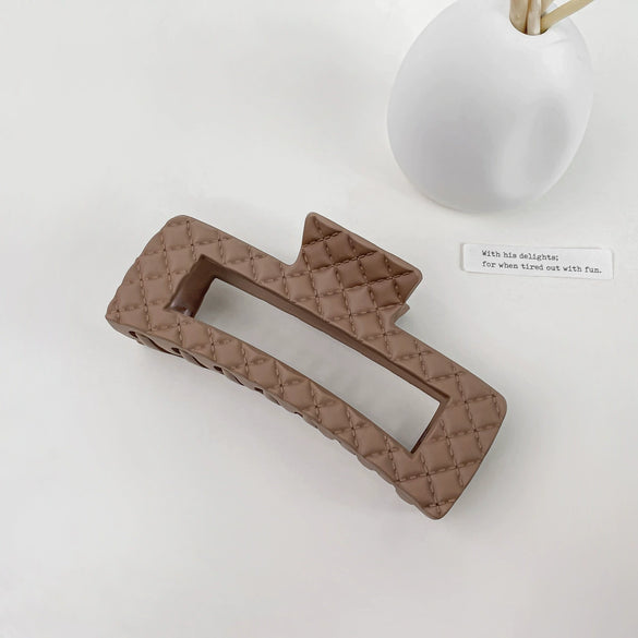 Women's Hair Grab Clip Maillard Style Ps Material Handmade Diamond Plaid Design