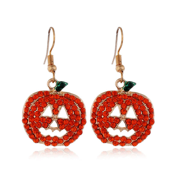 Women's Halloween Alloy Earrings With Dripping Oil Finish Pumpkin Ghost And Spider Designs Playful Festive Costume Jewelry