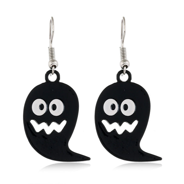 Women's Halloween Alloy Earrings With Dripping Oil Finish Pumpkin Ghost And Spider Designs Playful Festive Costume Jewelry