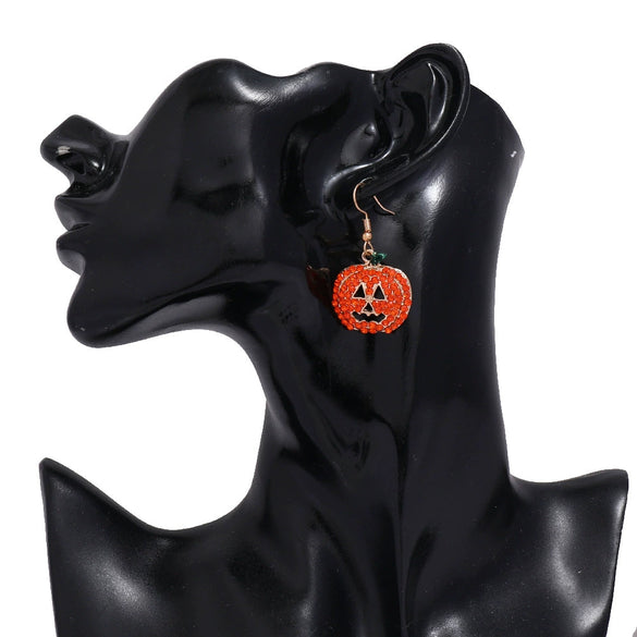 Women's Halloween Alloy Earrings With Dripping Oil Finish Pumpkin Ghost And Spider Designs Playful Festive Costume Jewelry