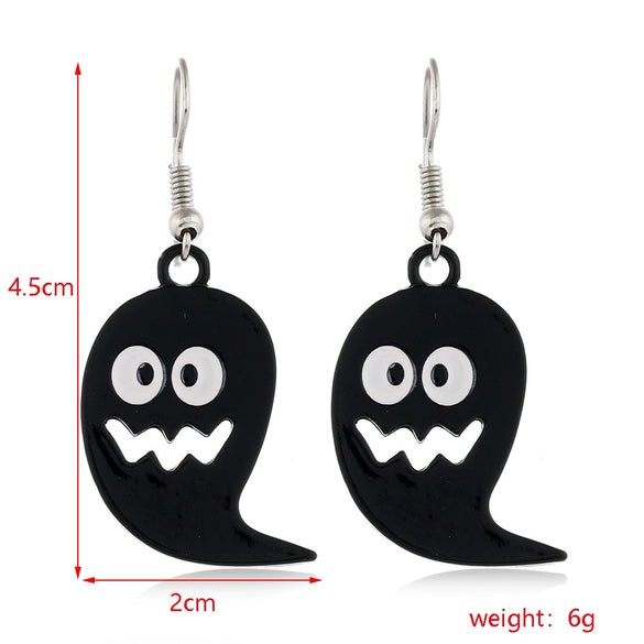 Women’s Halloween Skull Spider And Pumpkin Alloy Drop Earrings With Electroplated Finish Playful Spooky Cartoon Festival Jewelry