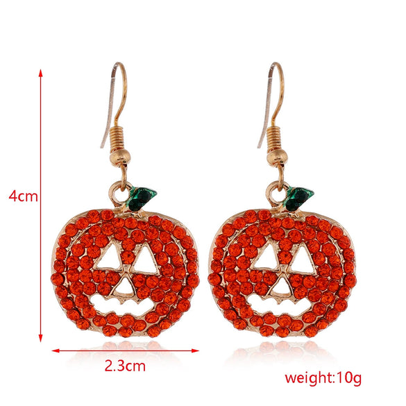 Women’s Halloween Skull Spider And Pumpkin Alloy Drop Earrings With Electroplated Finish Playful Spooky Cartoon Festival Jewelry