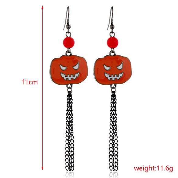Women’s Halloween Skull Spider And Pumpkin Alloy Drop Earrings With Electroplated Finish Playful Spooky Cartoon Festival Jewelry