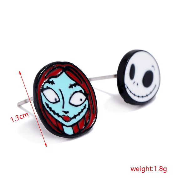 Women’s Halloween Skull Spider And Pumpkin Alloy Drop Earrings With Electroplated Finish Playful Spooky Cartoon Festival Jewelry