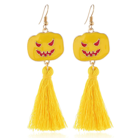 Women’s Halloween Skull Spider And Pumpkin Alloy Drop Earrings With Electroplated Finish Playful Spooky Cartoon Festival Jewelry