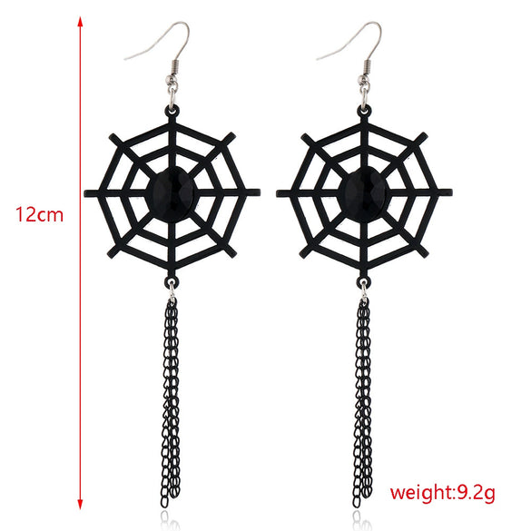 Women’s Halloween Skull Spider And Pumpkin Alloy Drop Earrings With Electroplated Finish Playful Spooky Cartoon Festival Jewelry