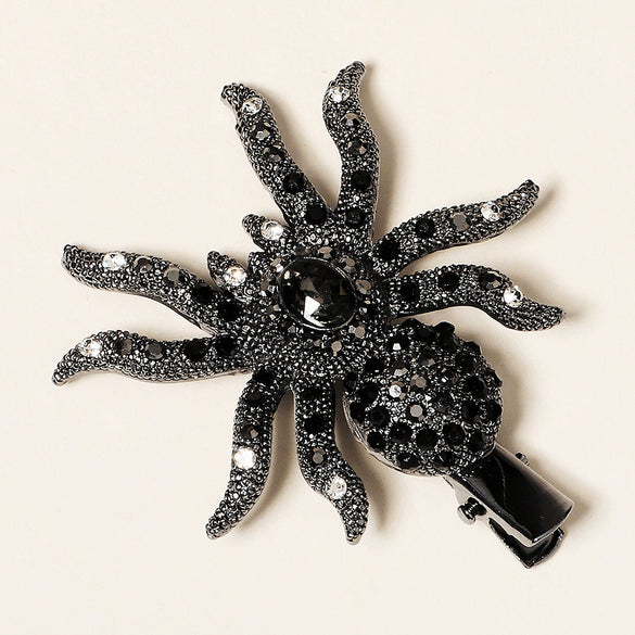 Women's Halloween Spider Hair Clip Alloy Rhinestone Side Barrette Creative Animal Hair Accessory