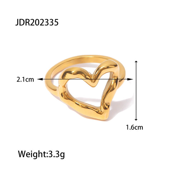 Women's Hammered Heart Titanium Steel Goldplated Ring