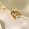Women's Hammered Heart Titanium Steel Goldplated Ring