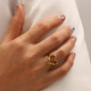 Women's Hammered Heart Titanium Steel Goldplated Ring