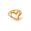 Women's Hammered Heart Titanium Steel Goldplated Ring