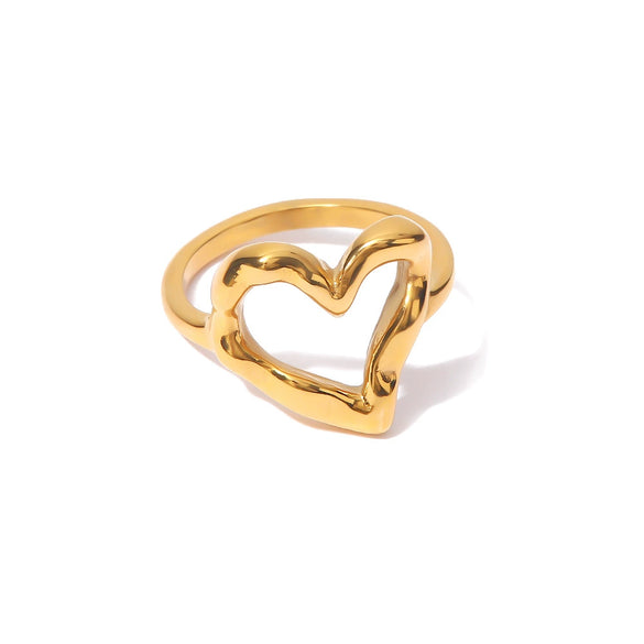 Women's Hammered Heart Titanium Steel Goldplated Ring