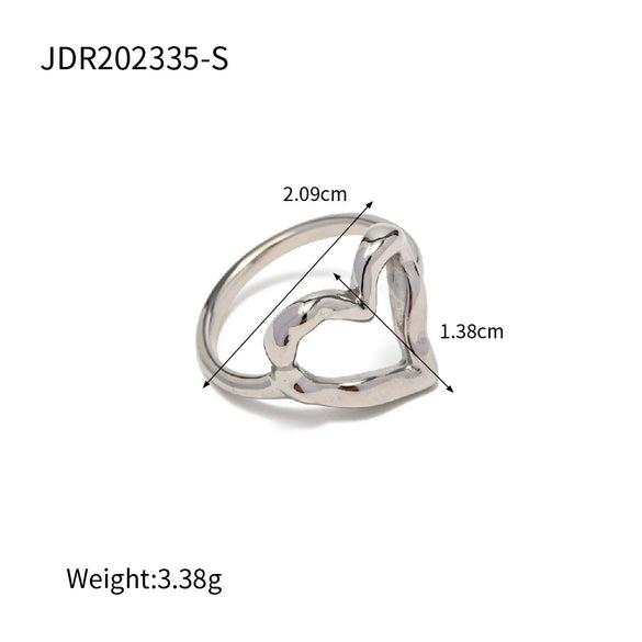 Women's Hammered Heart Titanium Steel Goldplated Ring