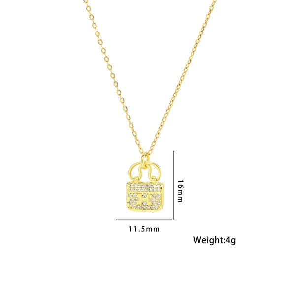Women's Handbag Clavicle Chain Necklace In Internet Celebrity Style With H Letter And Full Diamond Made Of Gold Titanium Steel And Electroplated