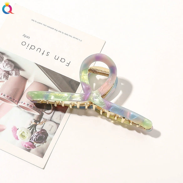 Women's Handmade Acetate Alloy Shark Hair Clip Large Grip Claw Hairpin Hair Accessory
