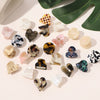 Women's Handmade Acetate Hair Clip With Plaid Geometric Heartinspired Round Design Stylish Duckbill Hair Claw Accessory