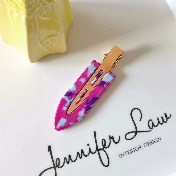 Women's Handmade Acetate Hair Side Clip With Frosted Finish Seamless Bangs Edge Barrette And Simple Letter Design