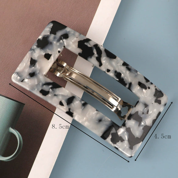Women's Handmade Acetate Rectangular Hair Clips Minimalist Geometric Spring Ponytail Barrettes