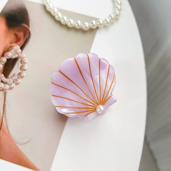 Women's Handmade Acetic Acid And Pearl Shell Shark Hair Clip In Animal Style