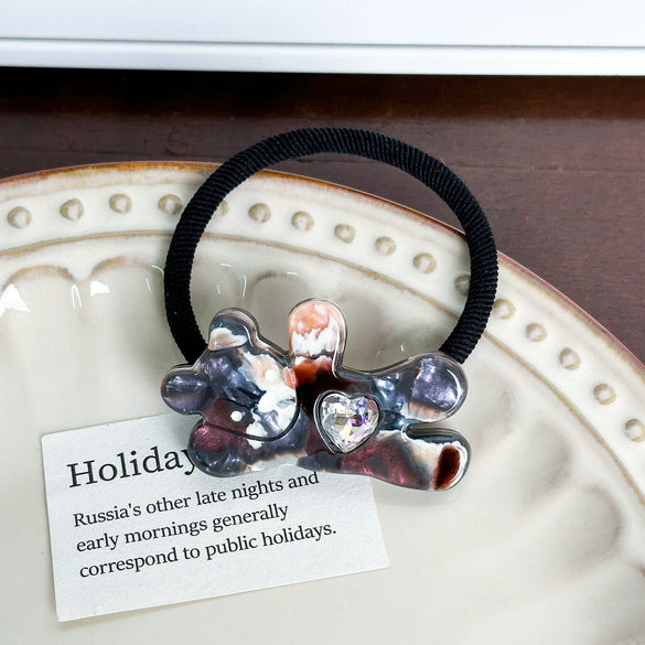 Women's Handmade Acetic Acid Duckbill Hairpin With Waving Bear Design Versatile Hair Accessory