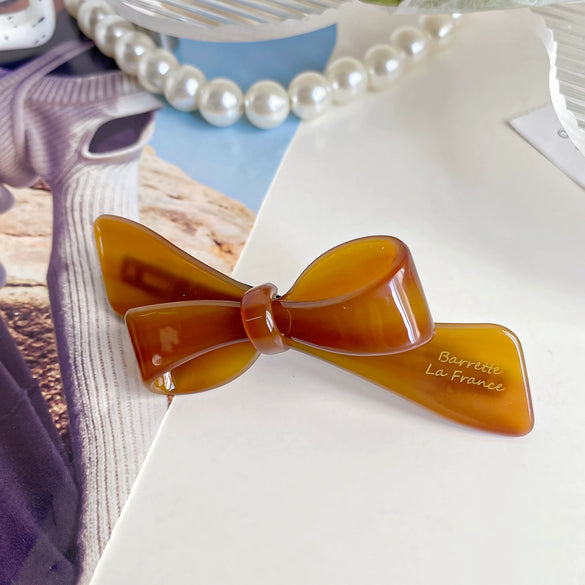 Women's Handmade Acetic Acid Hair Accessories Stereo Bow Spring Clip