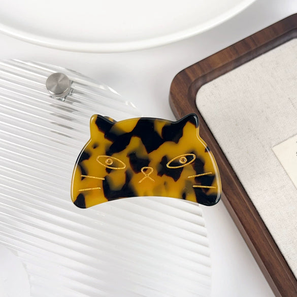 Women's Handmade Acetic Acid Hair Accessories With Cartoon Cat Style Grab Clip