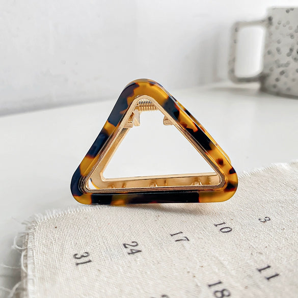 Women's Handmade Acetic Acid Metal Triangle Grip Hair Clip For High Horsetail Fixing