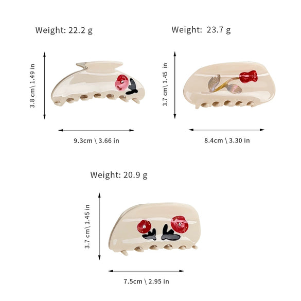 Women's Handmade Acetic Acid Sweet Plants Flowers Style Shark Clip Headwear