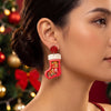 Women’s Handmade Acrylic Christmas Tree Earrings In Red And Green With Stainless Steel Ear Posts For Festive Holiday Style