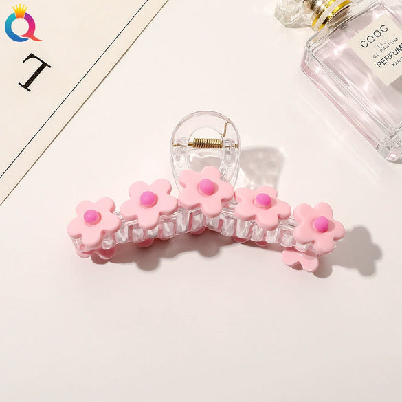 Women's Handmade Acrylic Flower Hair Claw Clip Elegant Sweet Shark Clip Hair Accessory
