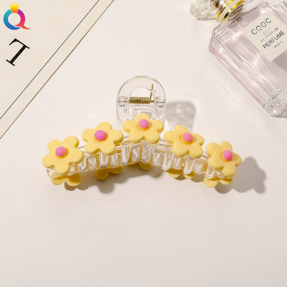 Women's Handmade Acrylic Flower Hair Claw Clip Elegant Sweet Shark Clip Hair Accessory