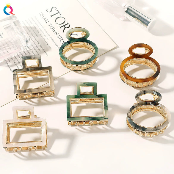 Women's Handmade Alloy And Acetate Geometric Cutout Shark Hair Clip Elegant Back Hair Accessory