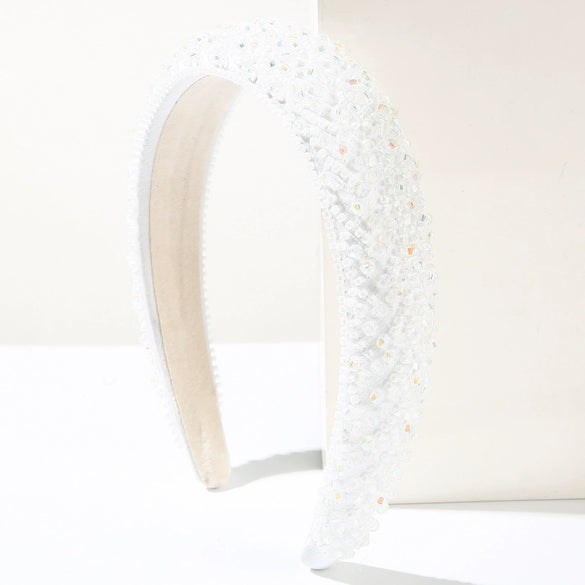 Women's Handmade Alloy Beaded Hair Hoop Light Luxury Geometric Headband Hair Accessory