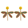 Women's Handmade Alloy Geometric Dragonfly Earrings With Diamond Design