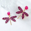 Women's Handmade Alloy Geometric Dragonfly Earrings With Diamond Design