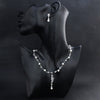 Women's Handmade Alloy Jewelry Set Pearl Necklace And Earrings Two Piece Set With Crystal Heart Water Drop And Bell Pendant