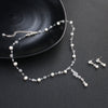 Women's Handmade Alloy Jewelry Set Pearl Necklace And Earrings Two Piece Set With Crystal Heart Water Drop And Bell Pendant